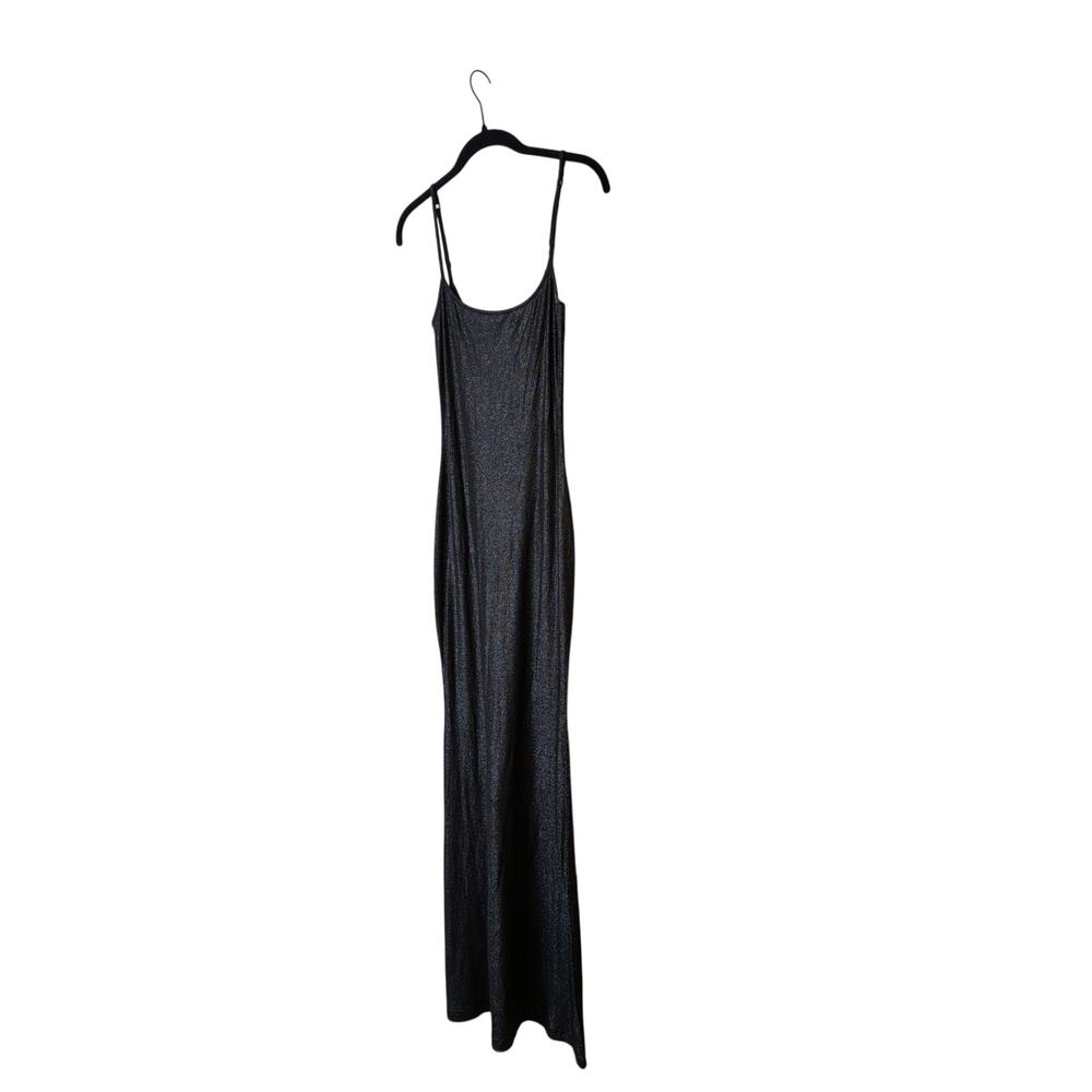 SKIMS Soft Lounge Black Shimmer Long Slip Dress Size Large Minimalist Sexy - Picture 4 of 8